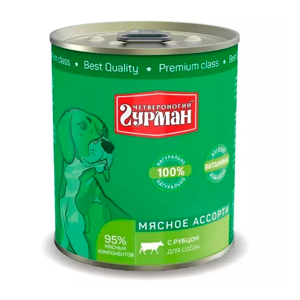 Мясное ассорти ИЗ РУБЦА для собак 340 г влажный корм Четвероногий гурман