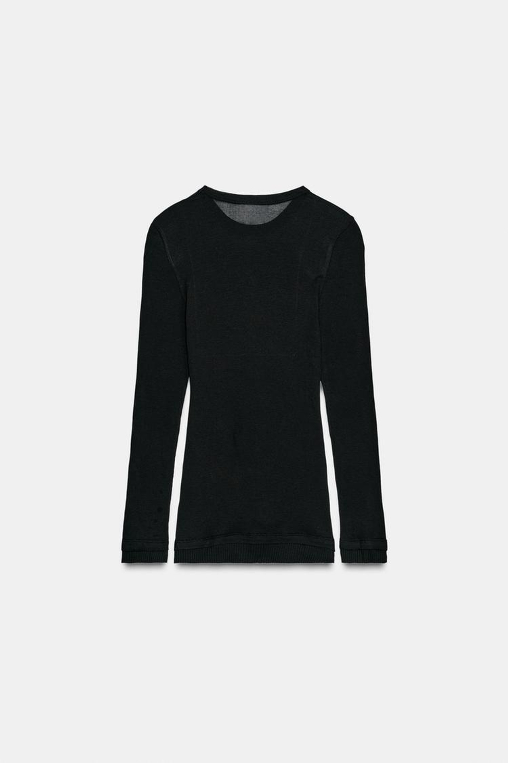 ZARA ДВОЙНАЯ ФУТБОЛКА ИЗ ХЛОПКА SUPIMA®, ЧЕРНЫЙ