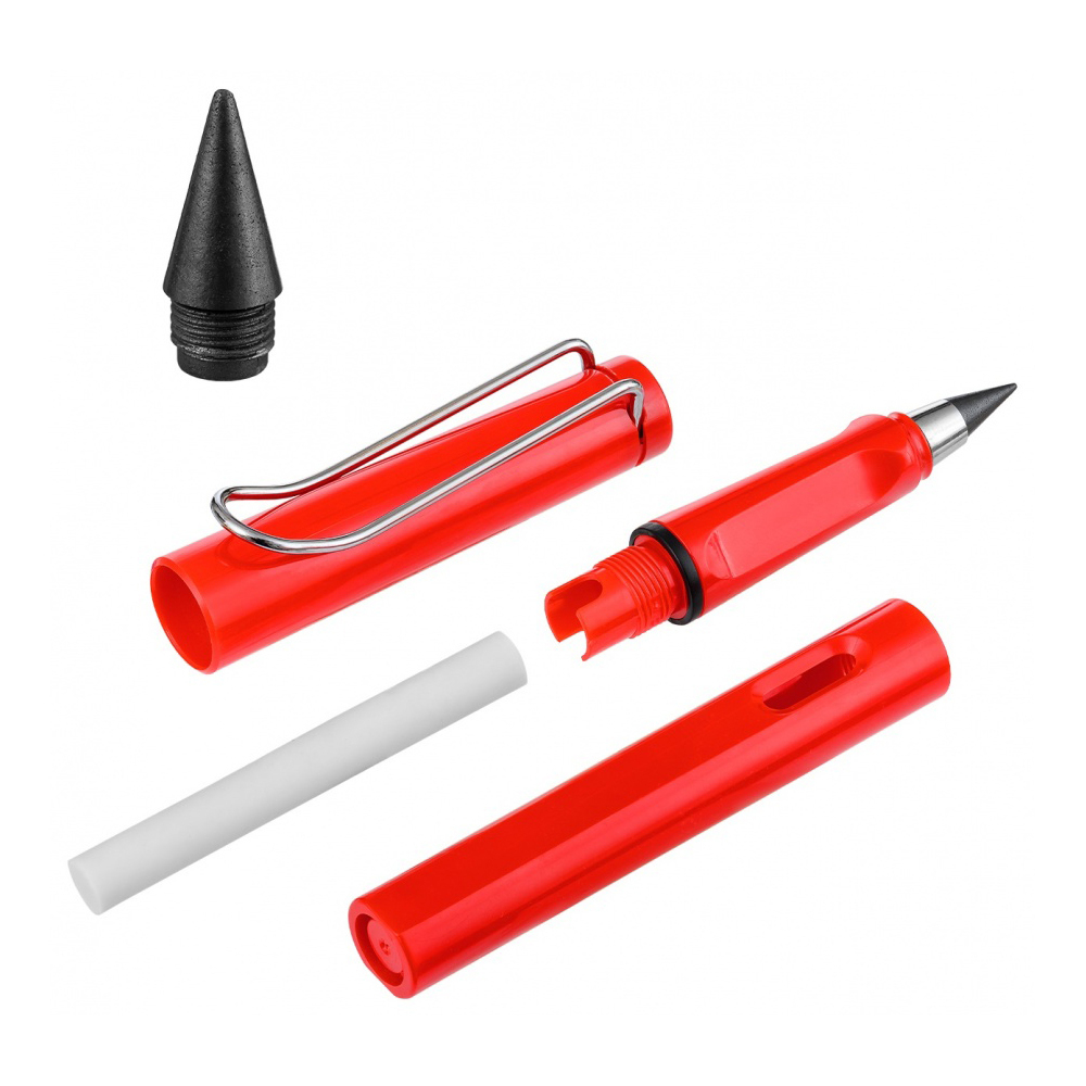 Карандаш вечный, чернографитный, Basir, с ластиком, красный корпус