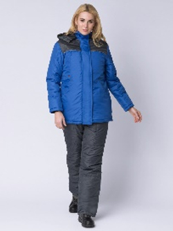 Куртка зимняя женская Снежана (тк.Дюспо), васильковый/т.серый
