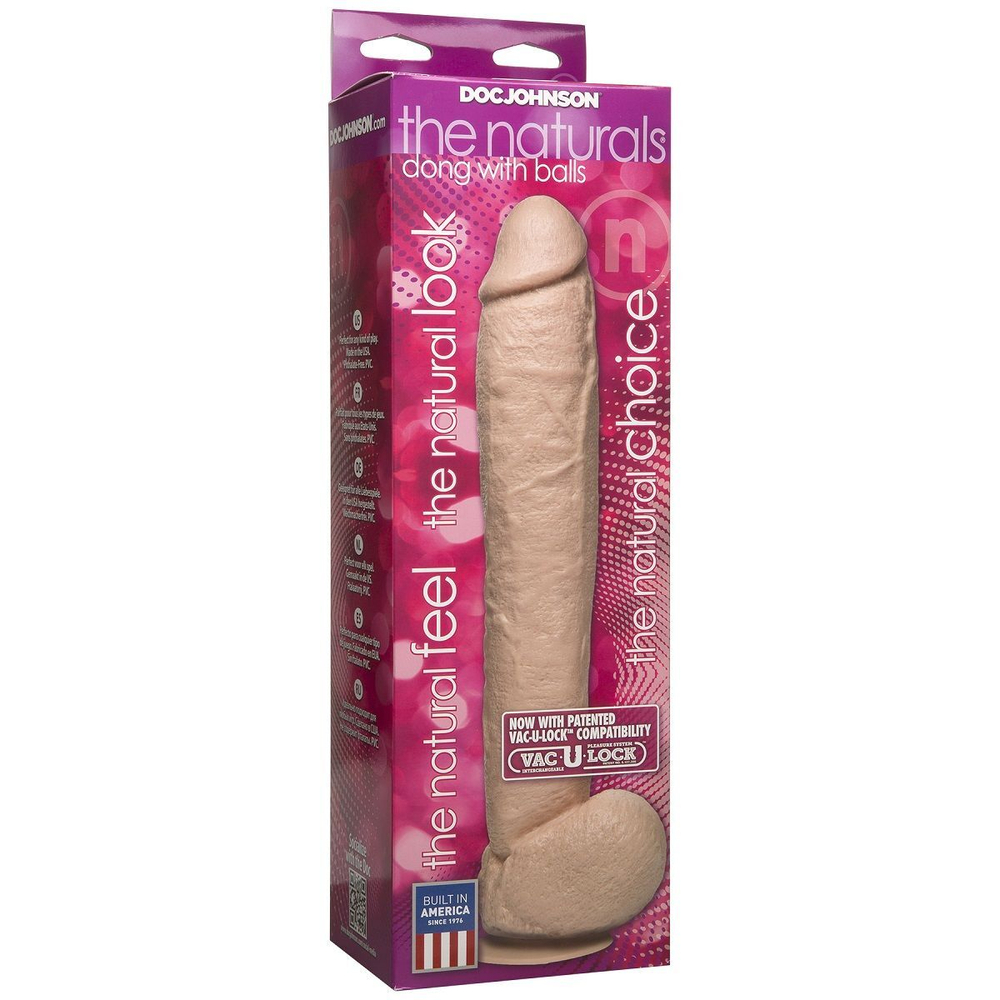 Фаллоимитатор большого размера The Naturals Vac-U-Lock Removable Suction Cup 12 Dong with Balls - 29,5 см. (Цвет: телесный)