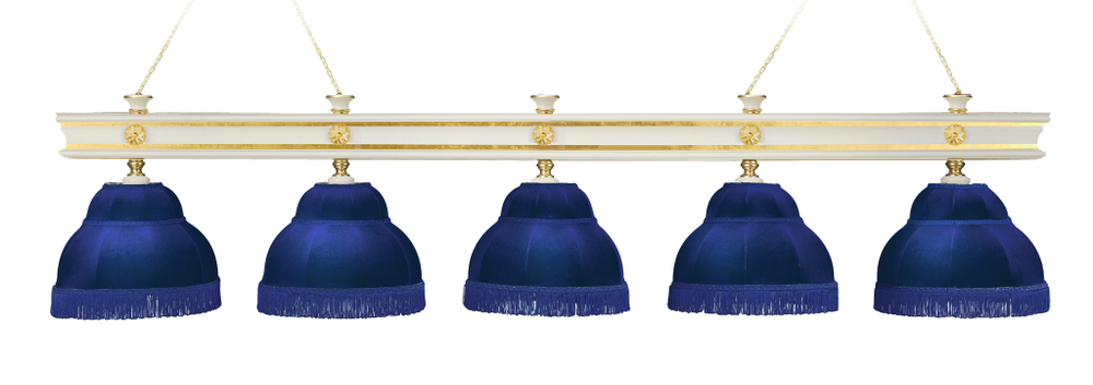 Лампа Моцарт 5пл. ясень (Blanco plumon,бархат зеленый,бахрома желтая,фурнитура золото)