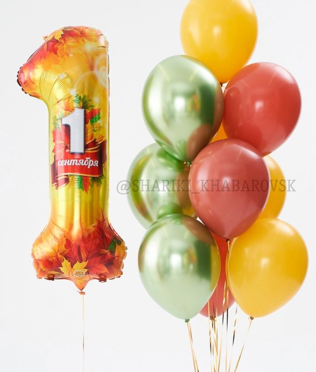 Воздушные шары на 1 сентября «Цифра 1 и осенняя связка» №1/65