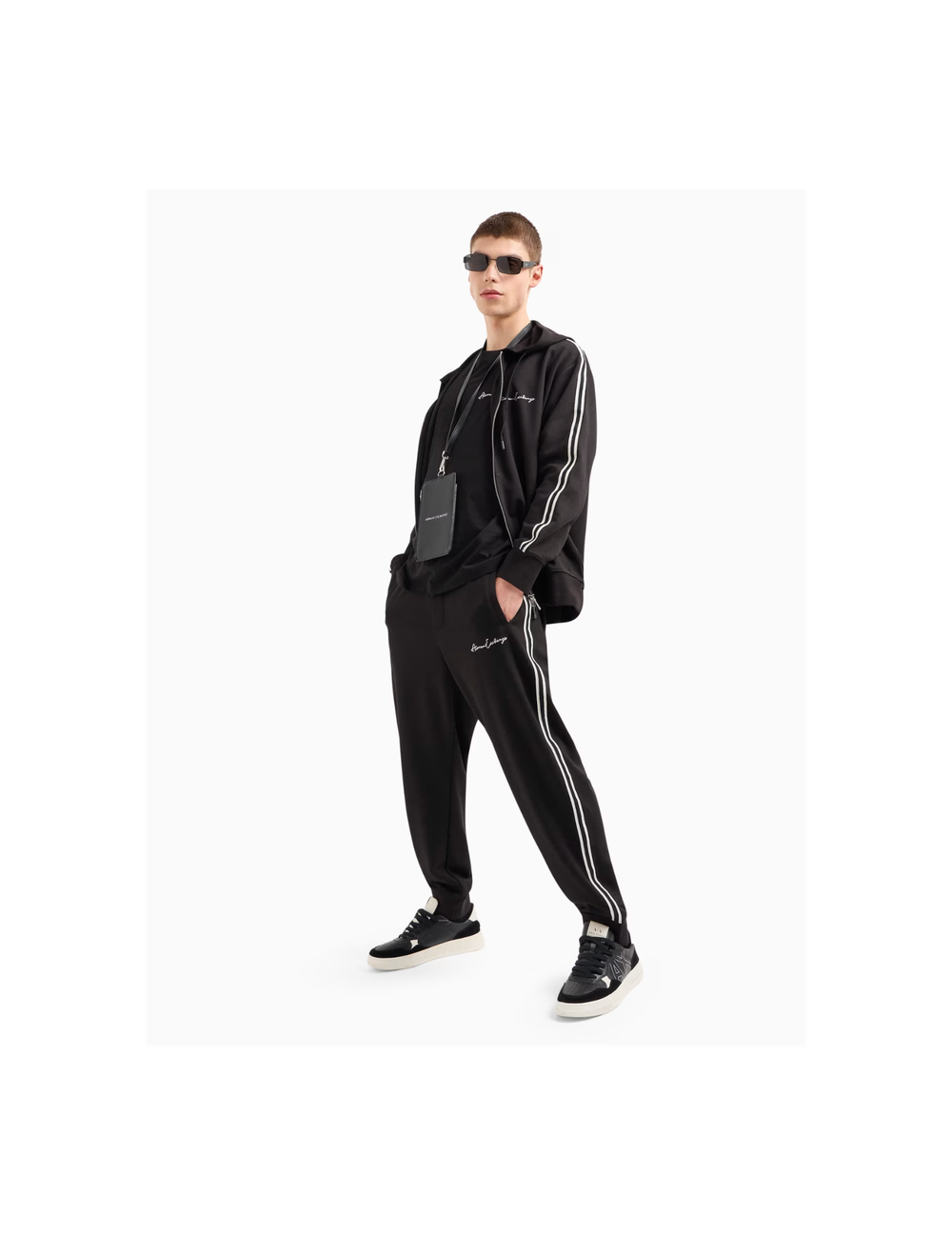 Толстовка на молнии из нетканого хлопка с манжетами на рукавах Armani Exchange