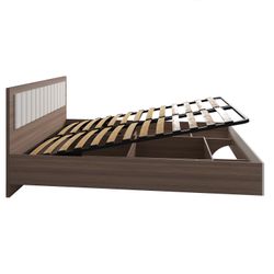 МС Роза Кровать 1400 Орех Франклин/Бежевый Скин, ДСВ Мебель