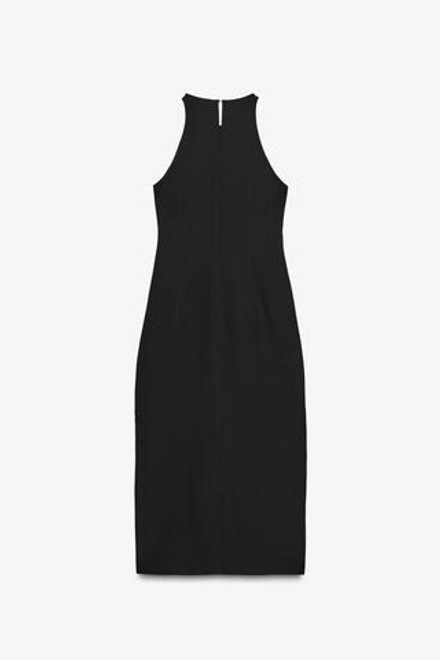 ZARA ПЛАТЬЕ-МИДИ ИЗ КРЕПА С ЗОЛОТИСТЫМИ ПУГОВИЦАМИ, ЧЕРНЫЙ