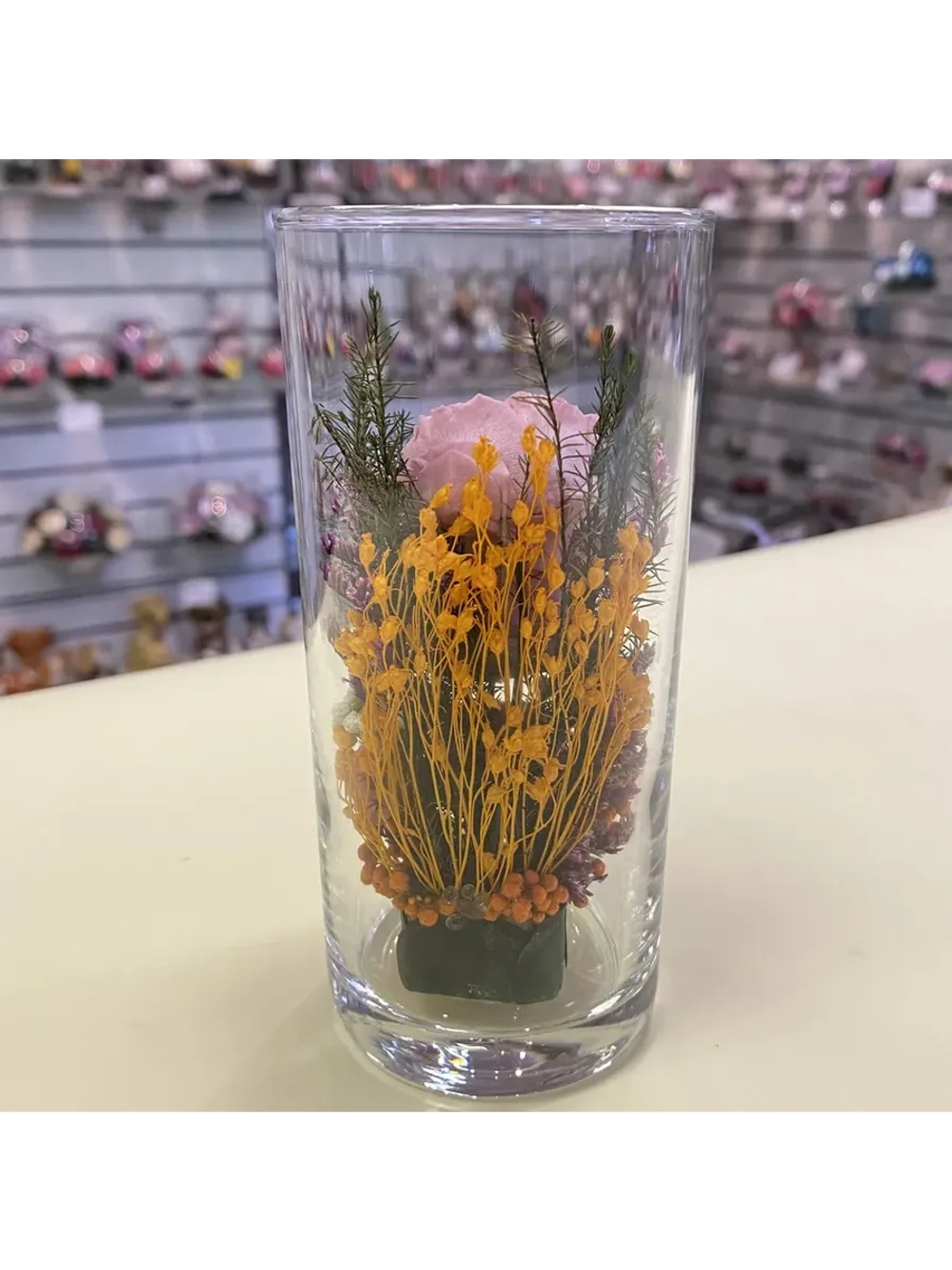 натуральные цветы в стекле, вакуум