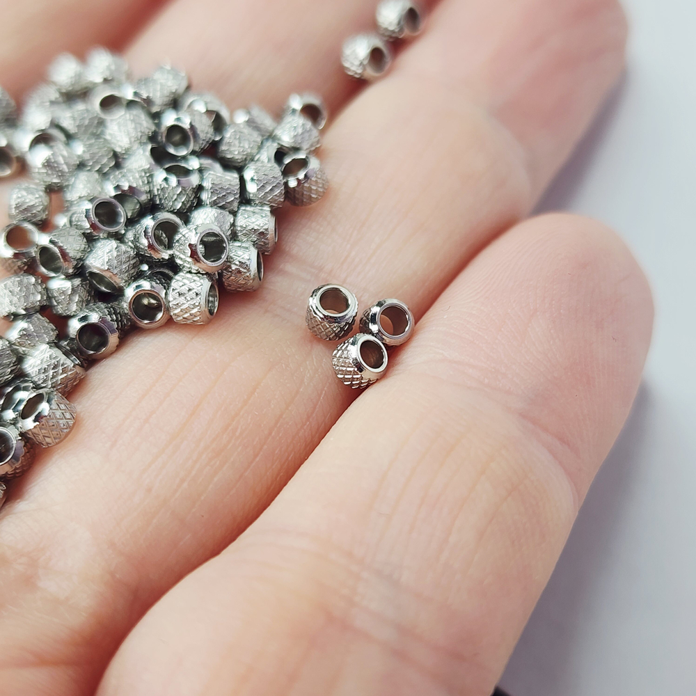 Бусина проставочная, сталь, с алмазной гранью, р-р 3мм, цена за набор 10 шт