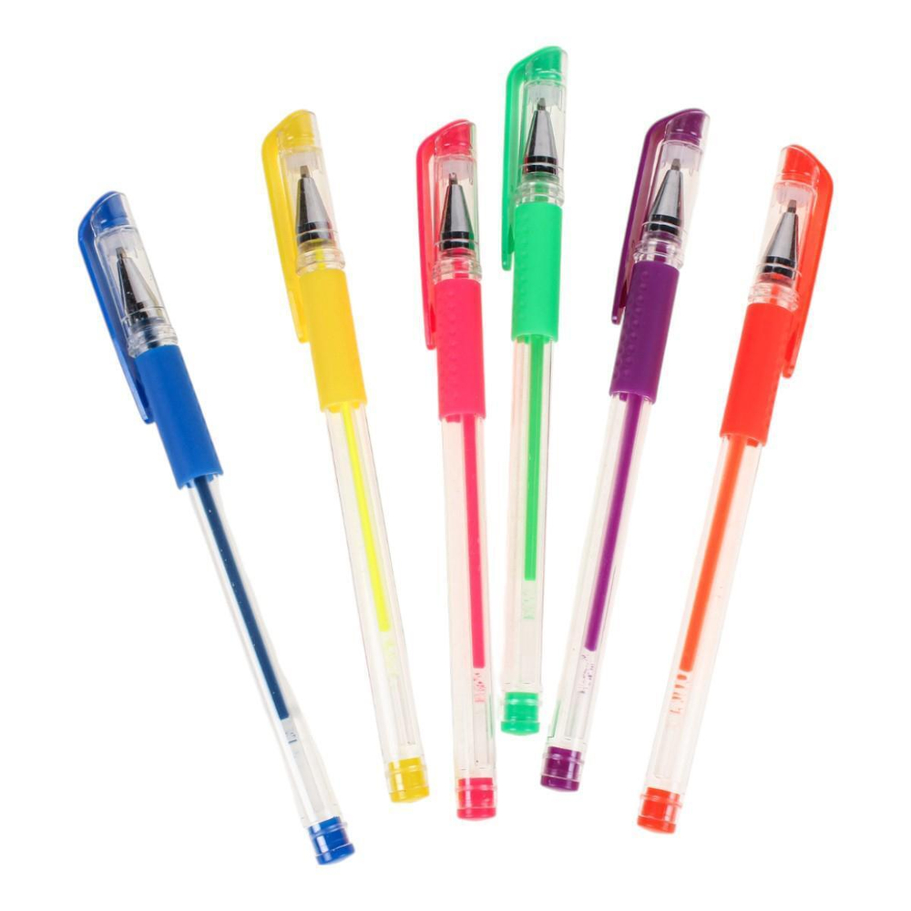 Набор ручек гелевых с грипом, 6цветов в ПВХ пакете