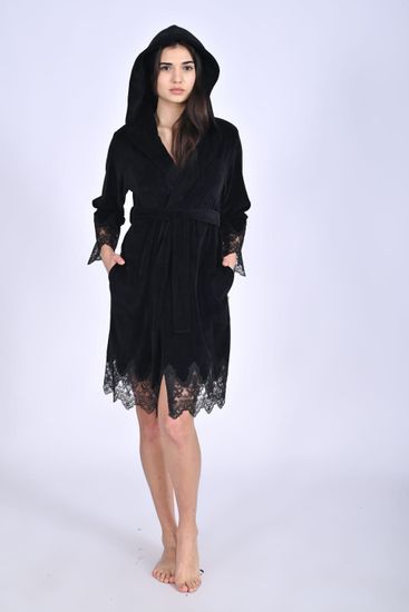 0483 Халат женский велюровый с капюшоном Nusa Niki Kadife