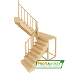 Лестница на второй этаж К-104м Левая с подступенками