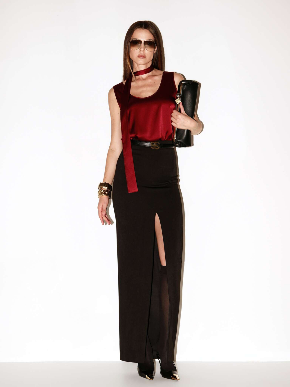 Юбка макси с разрезом спереди