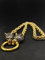 Массивная широкая цепочка Steel Rage из стали с волками