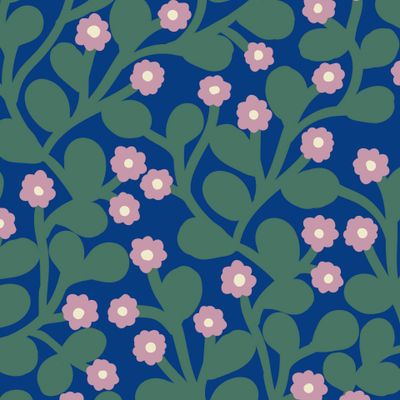 Милые сиреневые цветочки на тёмно-синем. Минимализм цветочный.