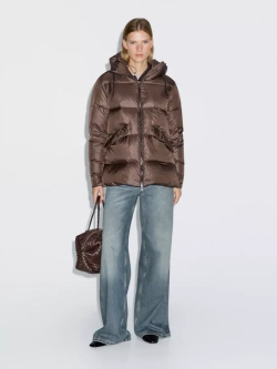 Massimo Dutti Стеганая куртка с водоотталкивающей пропиткой, коричневый