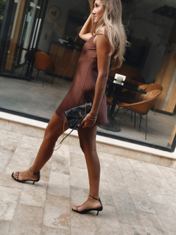 Платье майка из модала мини brwn