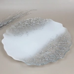 Тарелка 28см «Аура» белое серебро