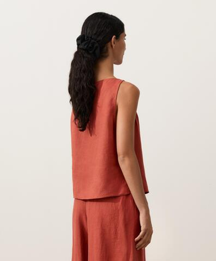 Oysho Топ из 100% льна, красноватый