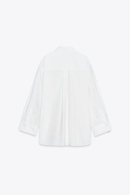 ZARA РУБАШКА ИЗ ПОПЛИНА — ZW COLLECTION, БЕЛЫЙ