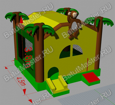 Коммерческий надувной батут "Джунгли" с крышей