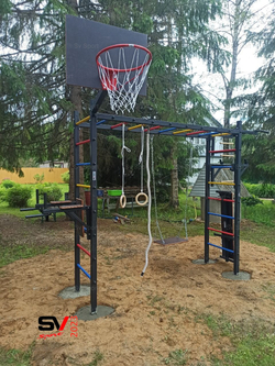 Монтаж уличной шведской стенки Sv Sport Рукоход (4 вертикальных столба)