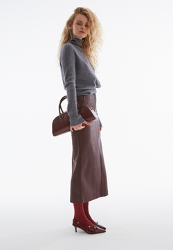 Юбка женская из экокожи винная