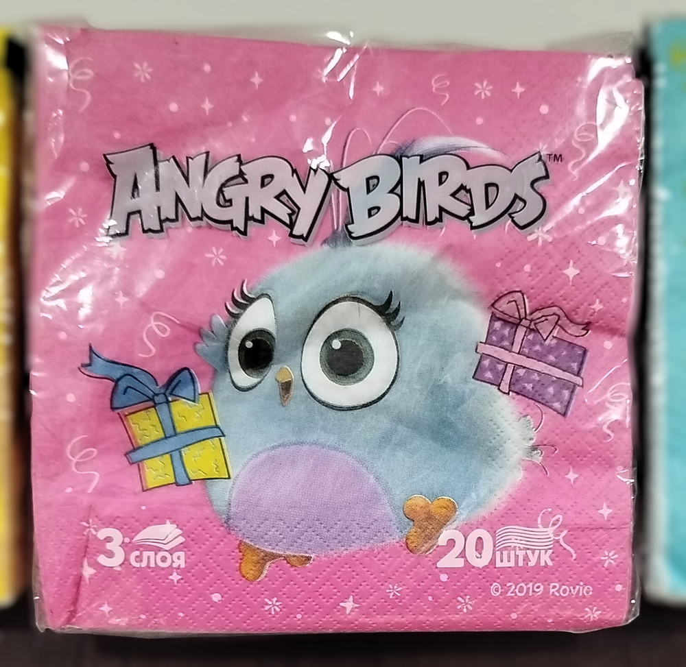 Салфетки Angri Birds 33х33  3-сл "Коллекция" (20л/12уп) МИКС (Коктейль+Капкейк+Подарки)
