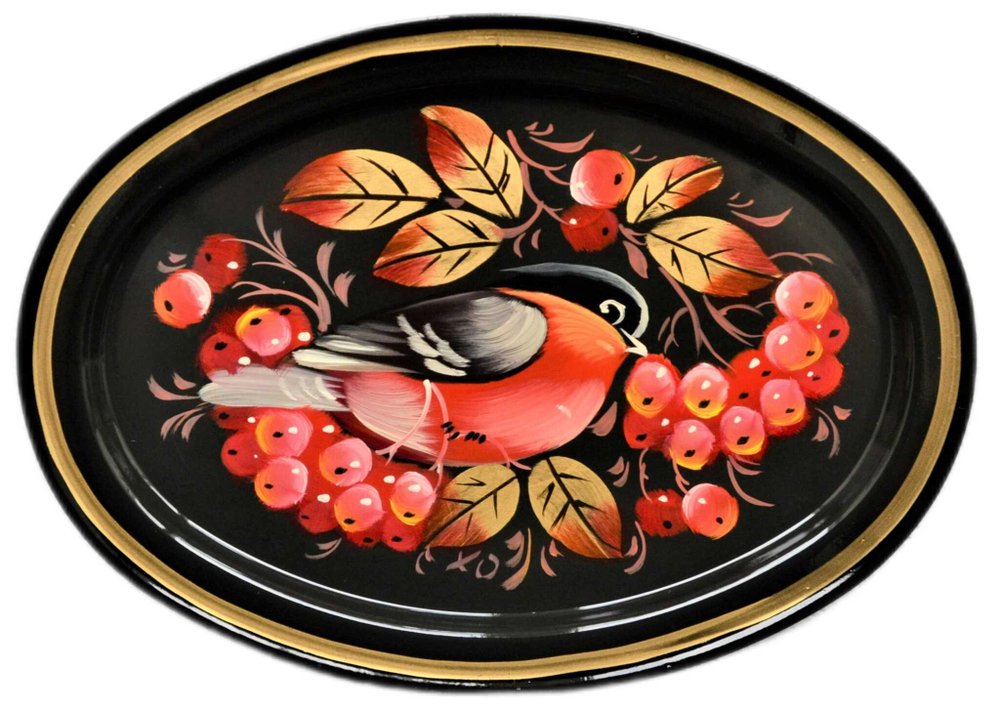 Жостовский поднос декоративный, размер 17х12 см (A2), металлический