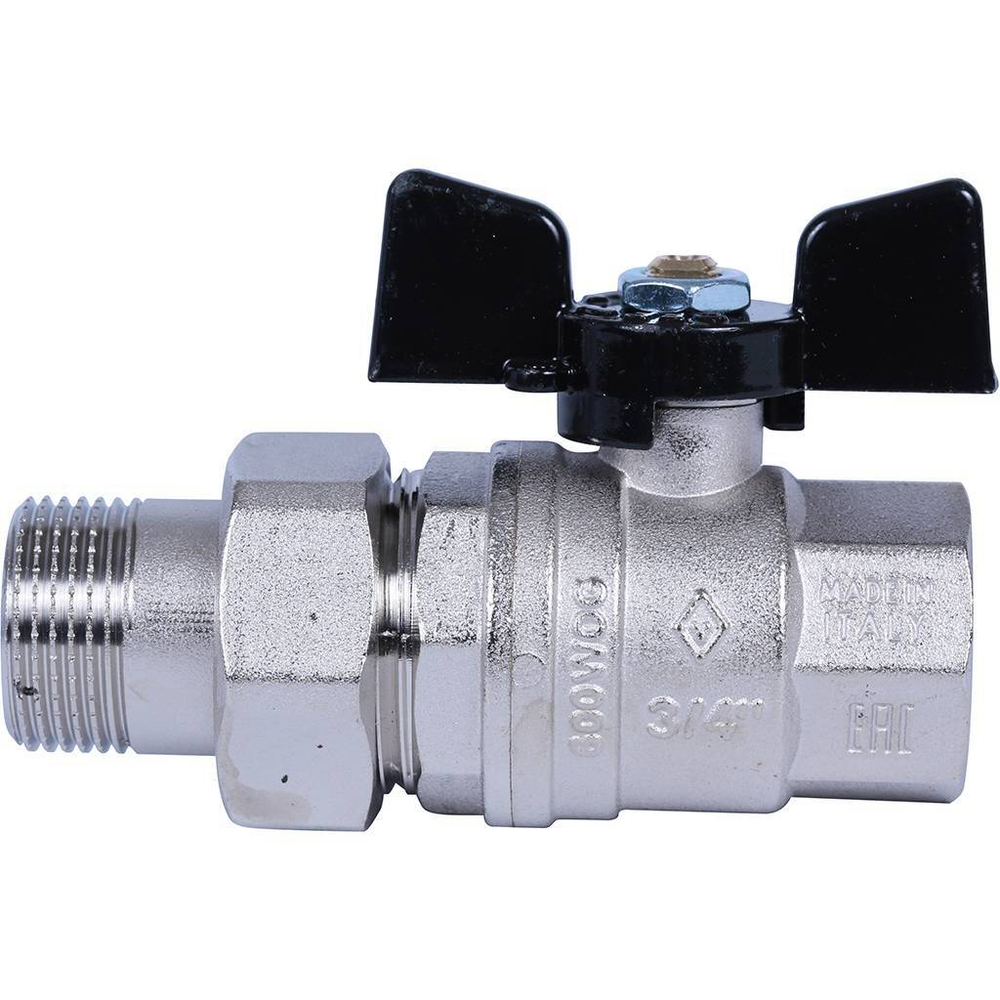 Кран шаровой с американкой Bugatti Oregon 3/4" внутренняя-наружная (бабочка)