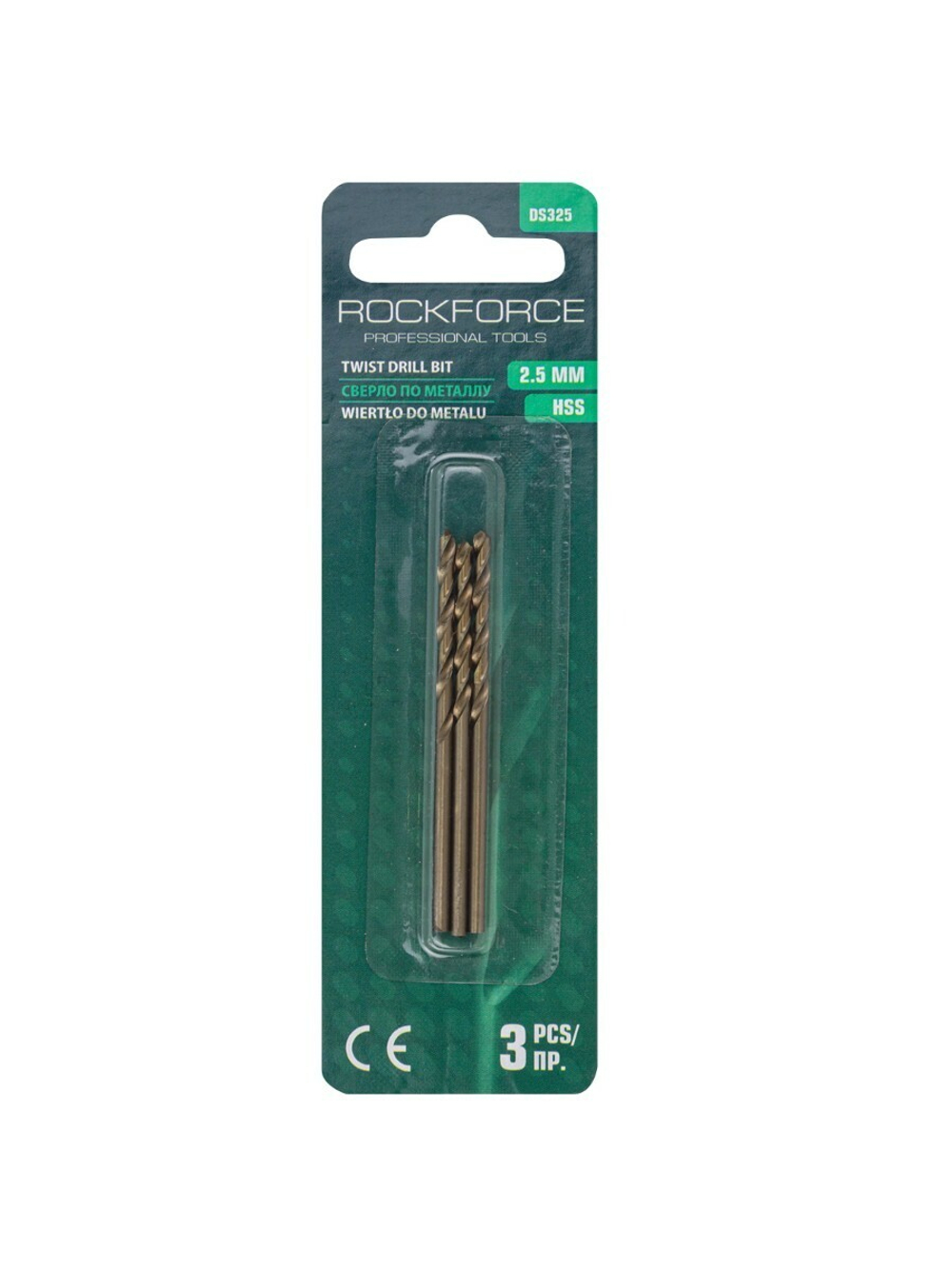 Сверло по металлу 2.5мм HSS(3шт), в блистере RockForce##Rock FORCE RF-DS325