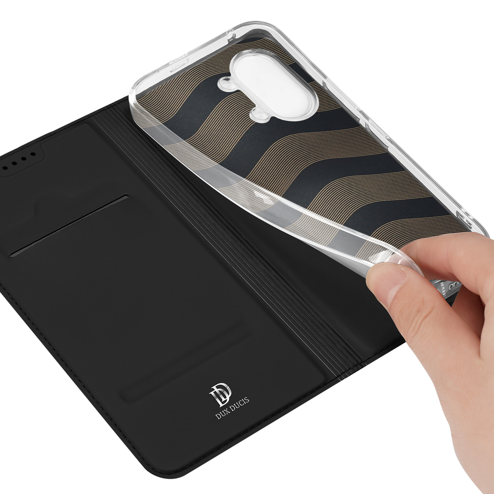 Чехол книжка черного цвета из кожи для Xiaomi Redmi Turbo 5 Max и Poco X8 Pro Max, серия Skin Pro Series от Dux Ducis