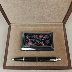 Набор "Цветы России" визитница персональная, ручка