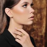 Серьги Орхидея с молочным янтарем, позолота