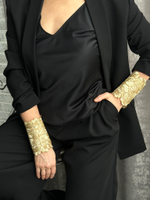 Браслеты-манжеты на пуговицах, золотое кружево, ширина 11 см, Италия