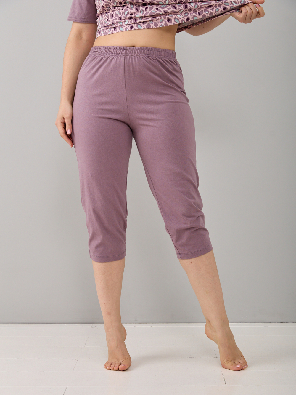 Пижама с бриджами КД-063/кофементол-листочки