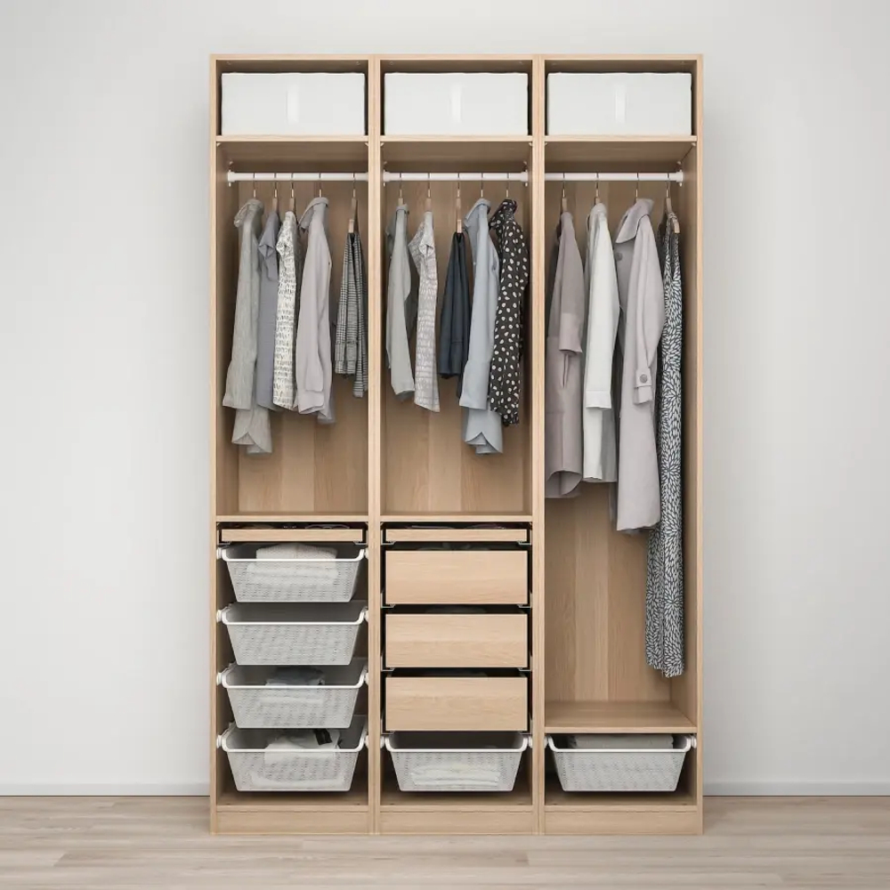 Платяной шкаф - IKEA PAX/BERGSBO/ПАКС/БЕРГСБУ ИКЕА, 150x60x236 см, под беленый дуб