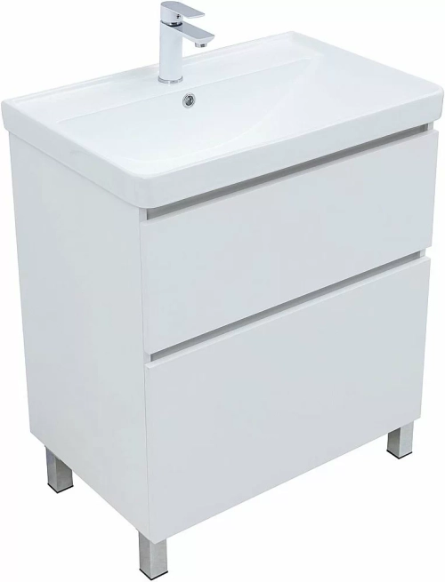 Тумба с раковиной Aquanet Вега 70 344122+301804 белая глянцевая