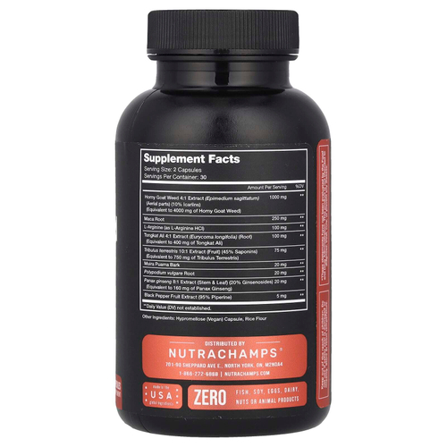 NutraChamps, Horny Goat Weed, 60 веганских капсул