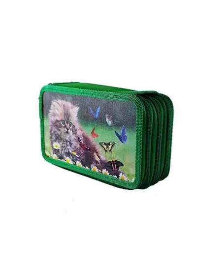Пенал из двух отделений Oникс с котенком и бабочками