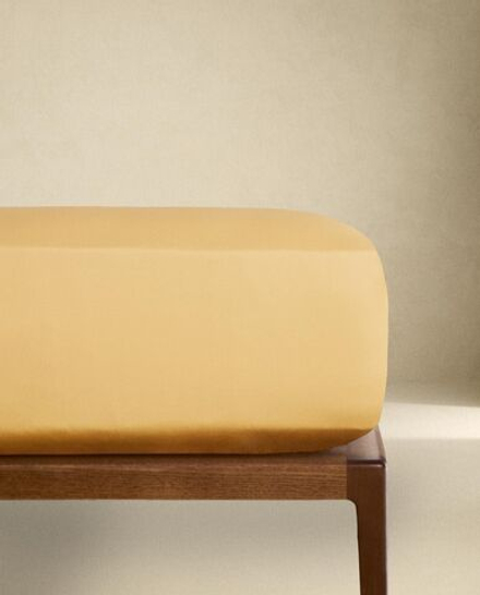 Zara Home - Атласная простыня с эластичной лентой, высота 30 см (вес 300 нитей), желтый, 160х200х30 см