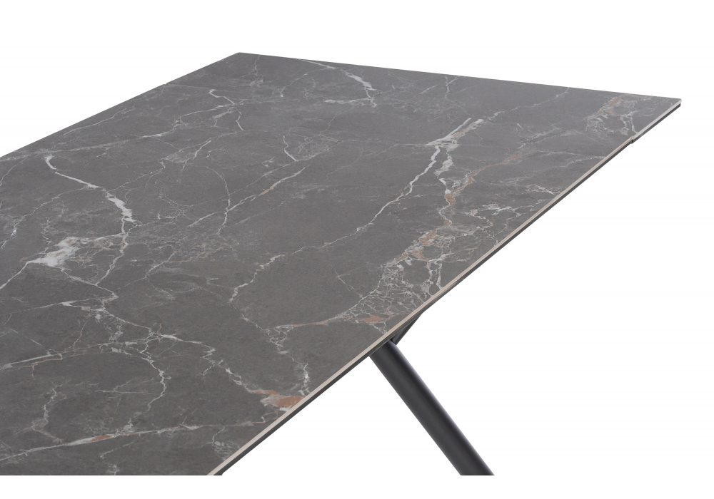 Керамический стол Woodville Ворен 180(240)x90 nero markina, черный, ножки черные