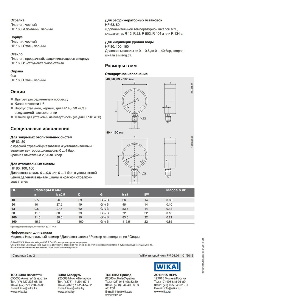 Манометр 111.10.063 0-16bar G1/4"B, Wika 7291834