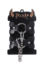 Черные кожаные наручники-браслеты из двух ремешков (Цвет: черный)