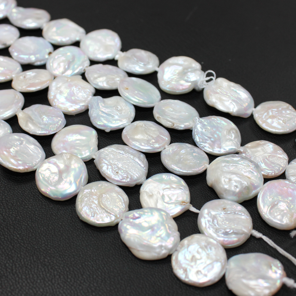 Жемчуг овальный белый бусины 15мм