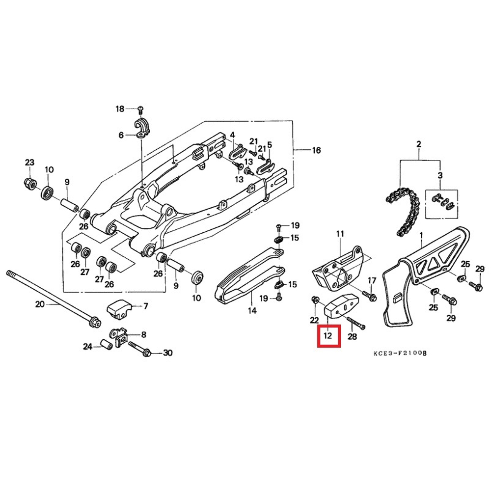 слайдер цепи Honda XR250R XR400R 52147-KN5-005