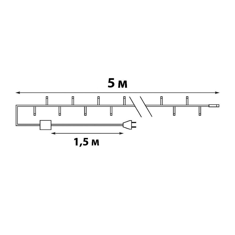 ULD-S0500-050-DTA GREEN IP20 Гирлянда светодиодная с контроллером. 5м. 50 светодиодов. Зеленый свет. Провод прозрачный. ТМ Uniel