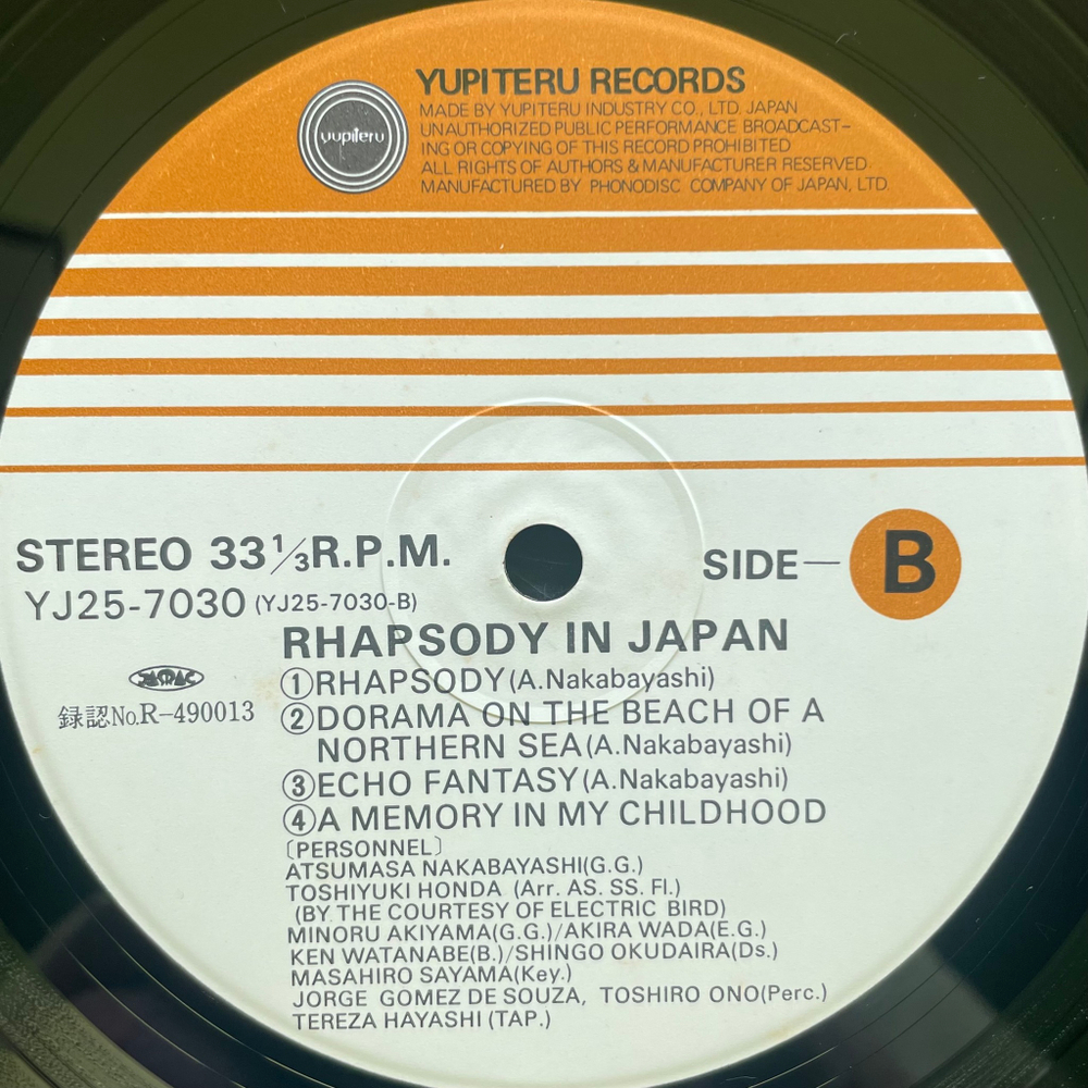 Atsumasa Nakabayashi ‎– Rhapsody In Japan (Япония 1979г.)