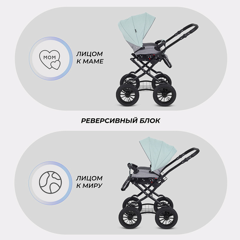 Детская коляска Rant Siena Classic New 2 в 1 10 серый-ментоловый