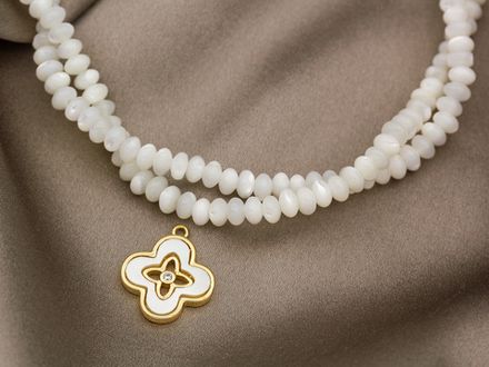 Нить бусин из перламутра 6мм, рондель