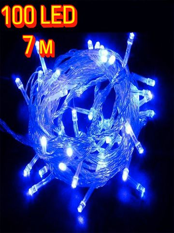 Светодиодная гирлянда Нить 100 LED, 7 м, цвет синий